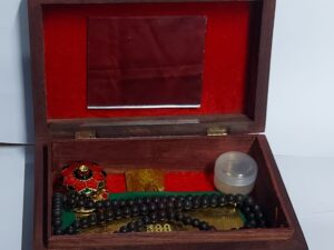 Money attraction wood box With karungali malai 8mm 108 beads original